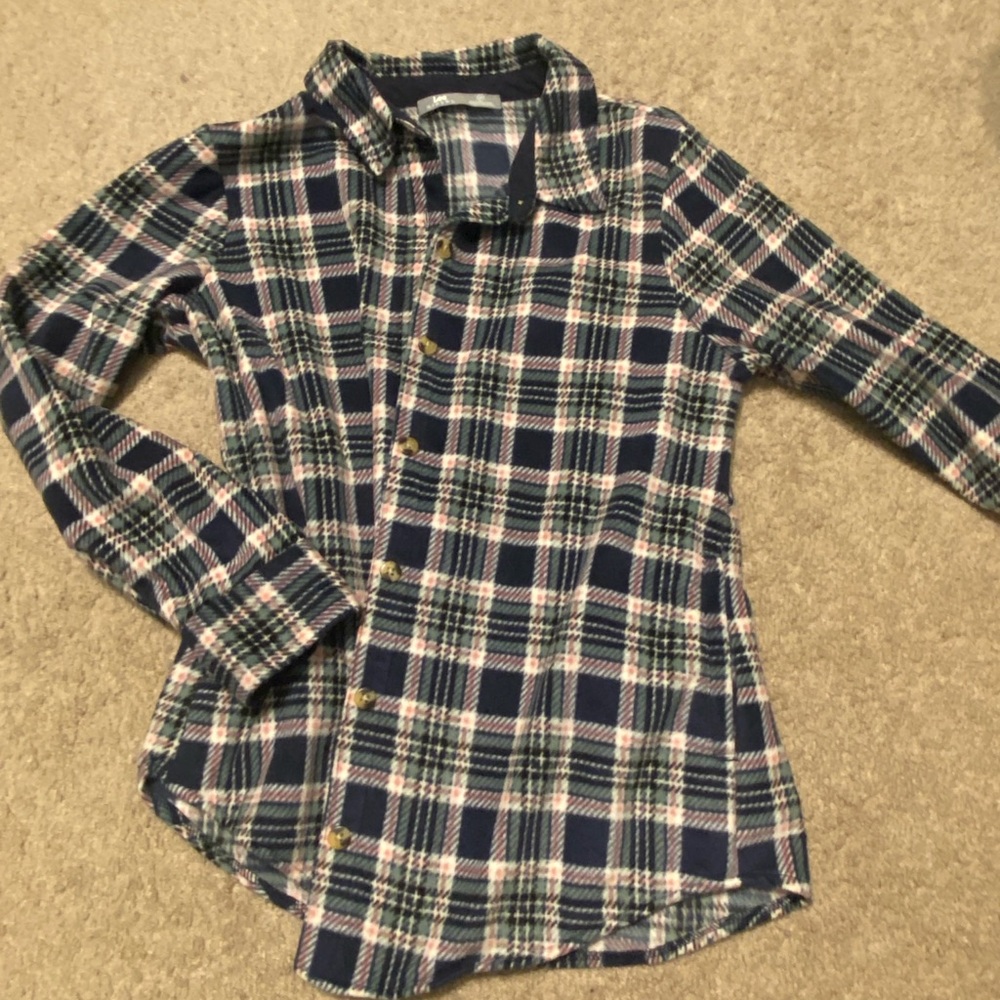 LEE RAIDERS size small fleece flannel plaid jacket button up